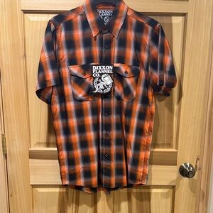 Dixxon Men's Orange and Black Plaid Shirt